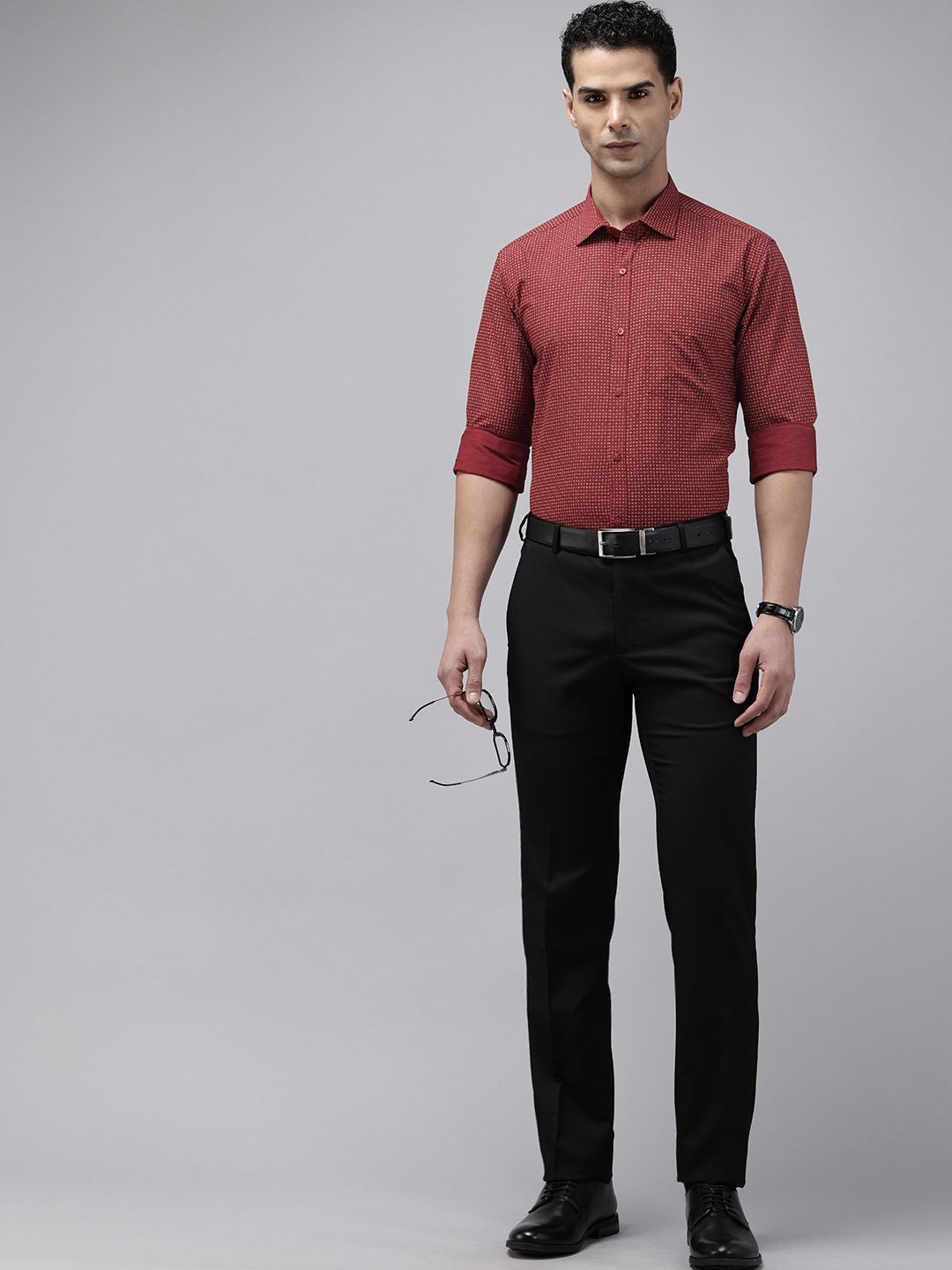 Park Avenue Slim Fit Opaque Micro Ditsy Printed Formal Shirt