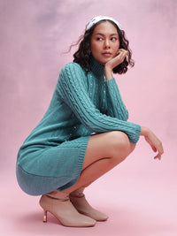 DressBerry Embellished Cable Knit Sheath Acrylic Winter Dress