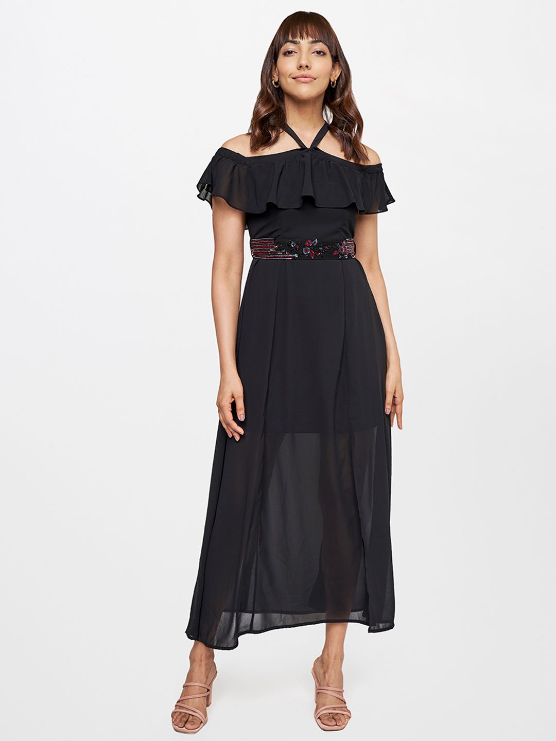 AND Black Off-Shoulder Maxi Dress