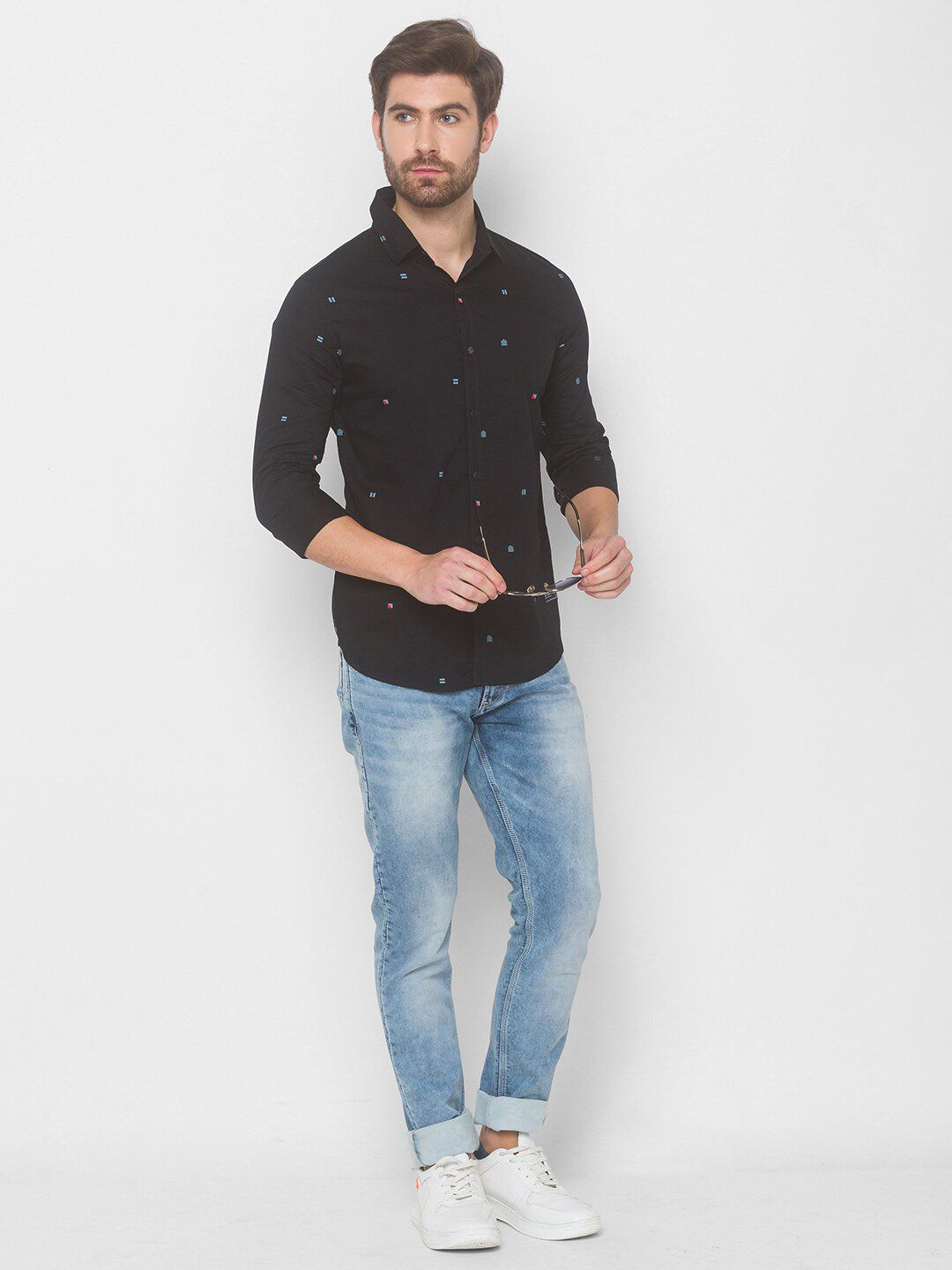 SPYKAR Men Black Printed Casual Shirt
