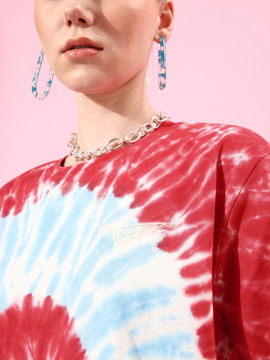 DILLINGER Women Tie & Dye Graphic Print Oversized T-shirt