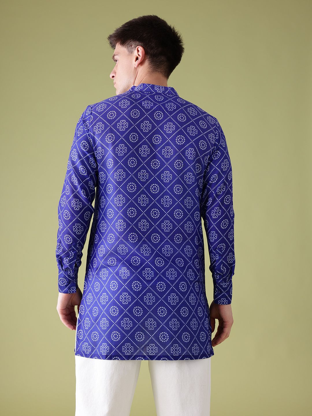 Anouk Mandarin Collar Bandhani Printed Kurta