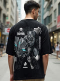 Bewakoof Black Black Panther Printed Round Neck Short Sleeves Cotton Oversized T-shirt
