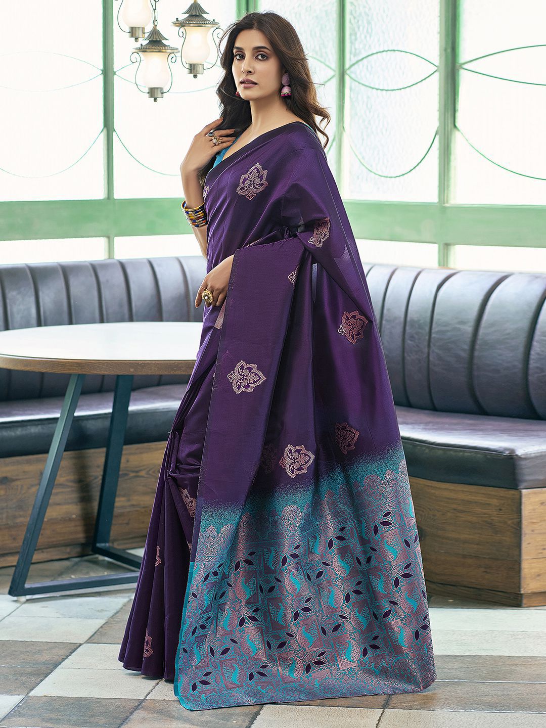 KALINI Floral Zari Silk Blend Saree