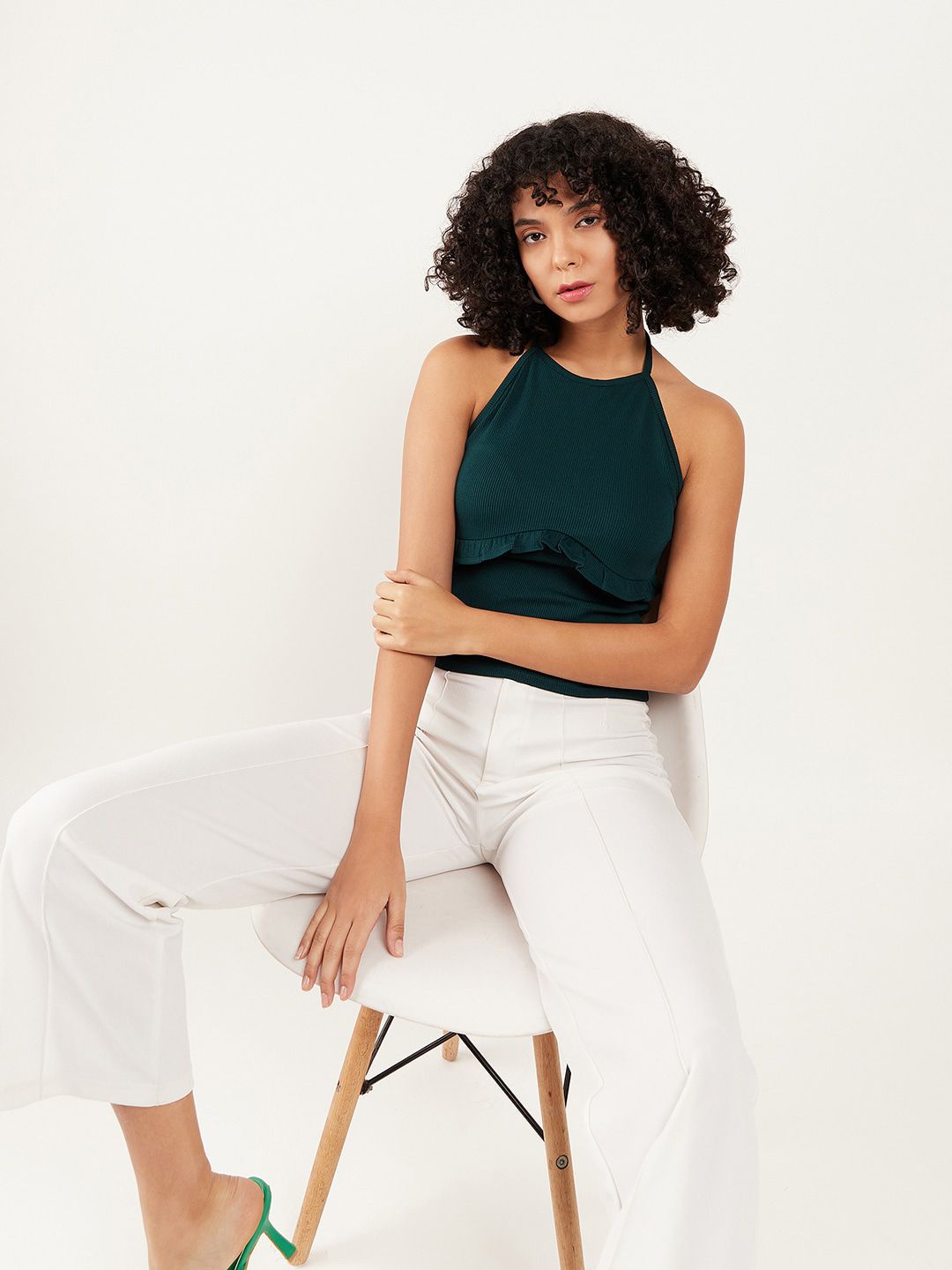 Athena Halter Neck Ruffles Regular Top