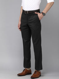 Park Avenue Men Black Smart Fit Low-Rise Formal Trousers