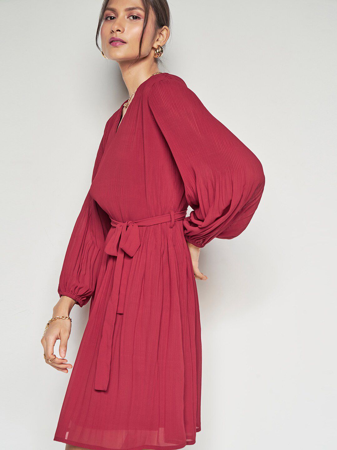AND Flared Sleeve Drop-Waist Dress