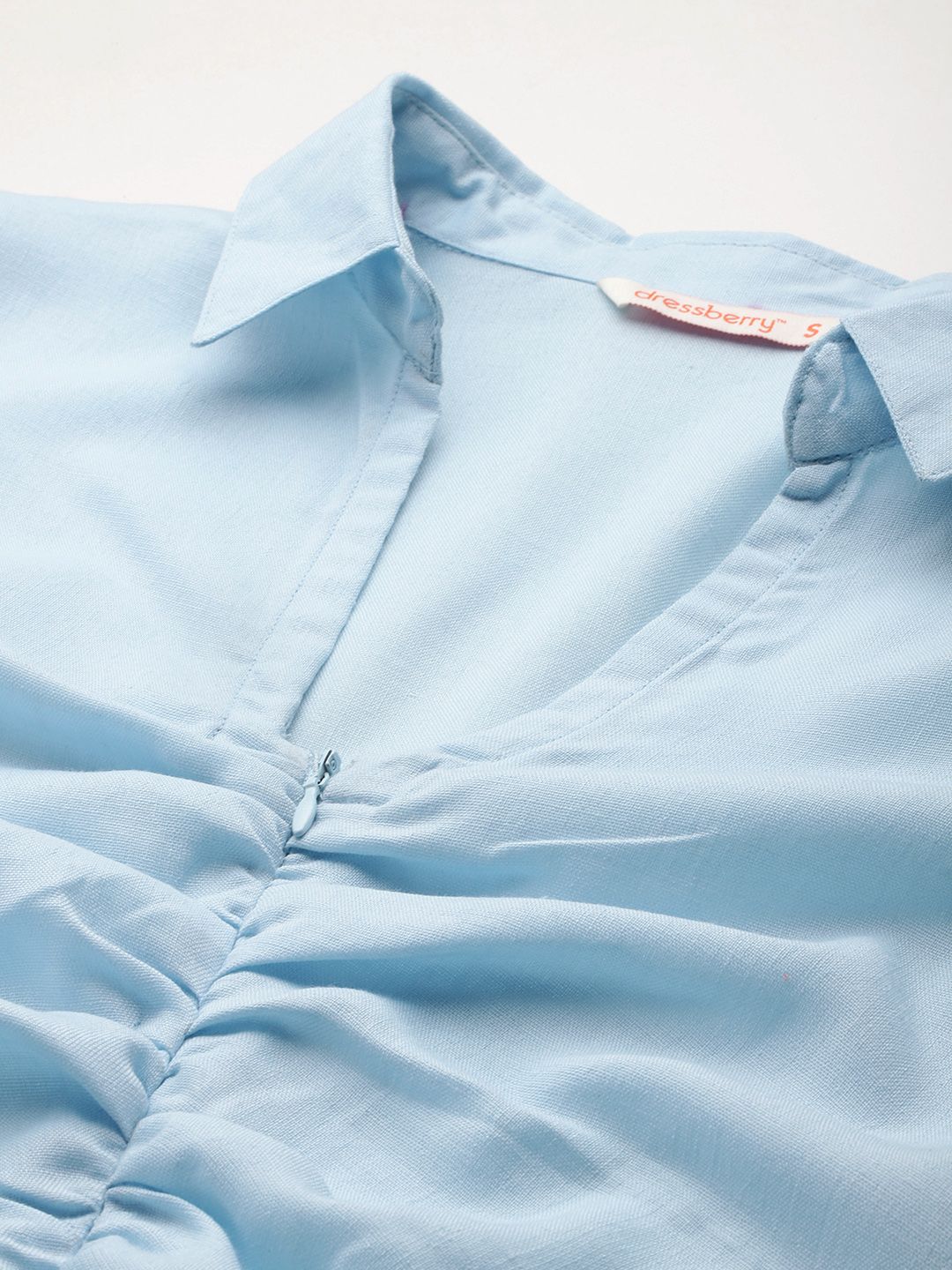 DressBerry Ruched Shirt Collar Top