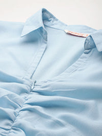 DressBerry Ruched Shirt Collar Top