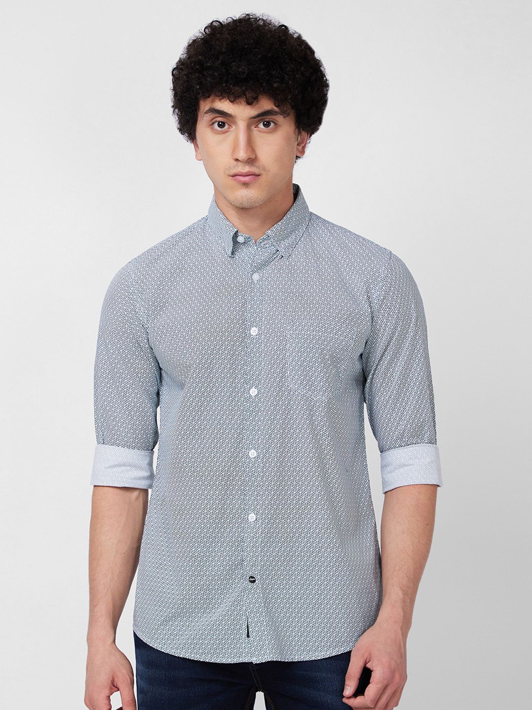 SPYKAR Geometric Printed Cotton Casual Shirt