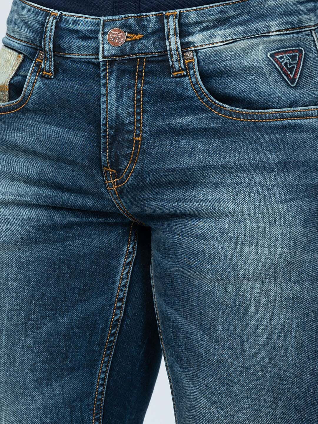 SPYKAR Men Slim Fit Low-Rise Low Distress Heavy Fade Jeans