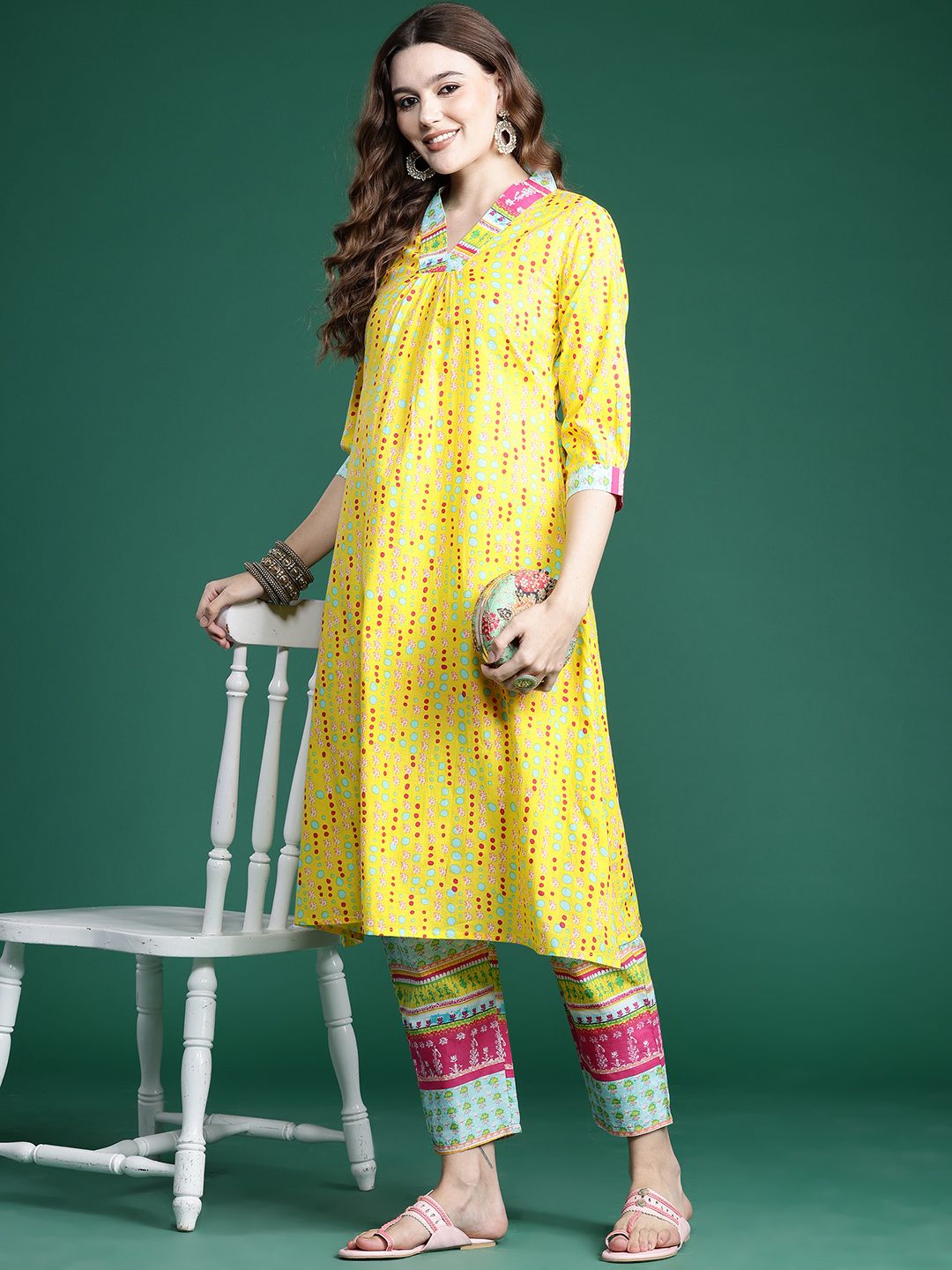 Indo Era Printed Pure Cotton Kurta with Trousers