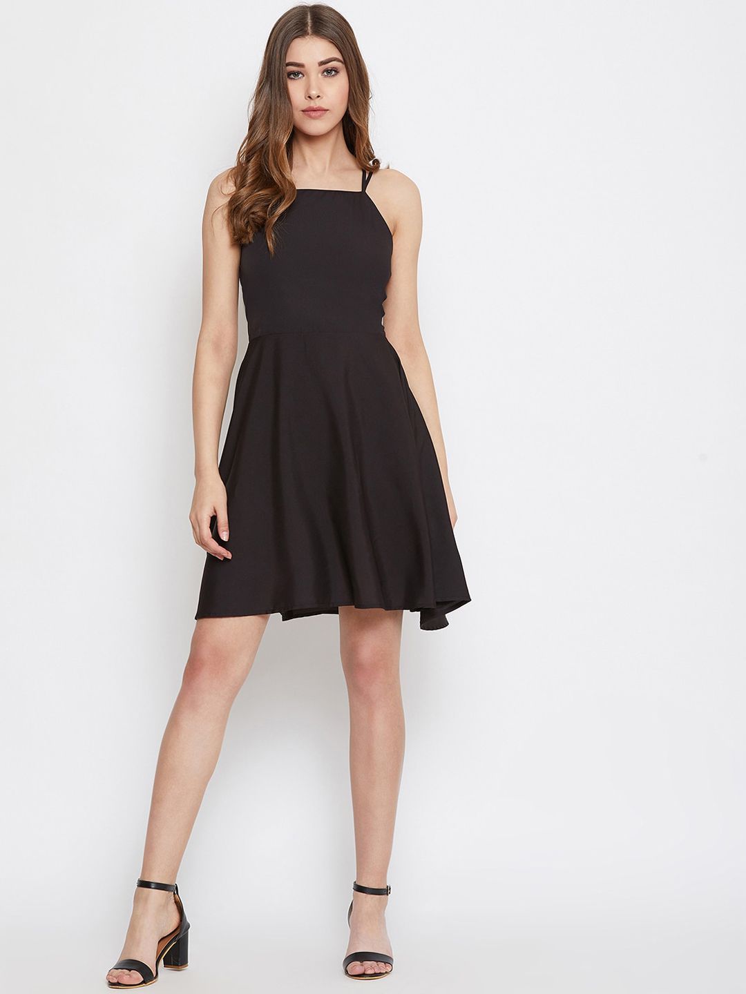 Berrylush Women Black Solid Fit and Flare Dress