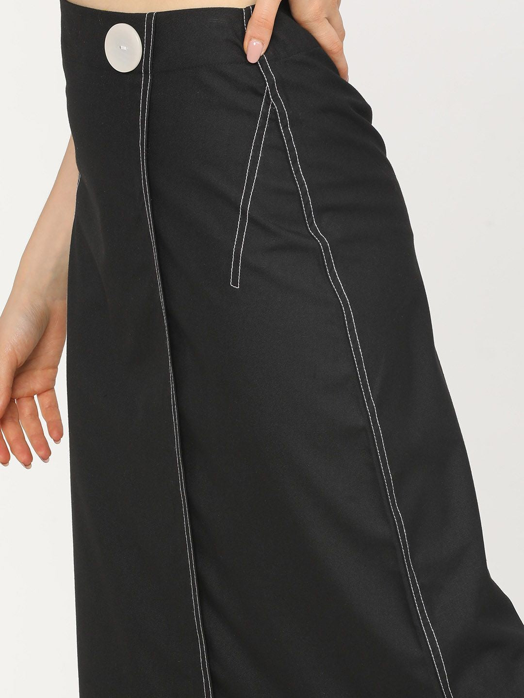 CHIC BY TOKYO TALKIES Women Black Solid A-Line Midi-Skirt