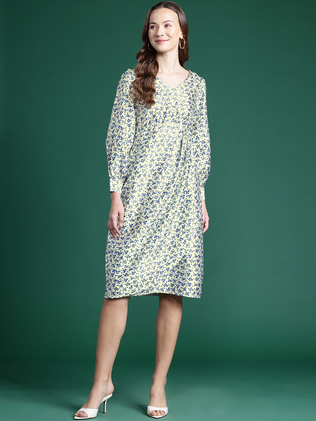 DressBerry Floral Print Satin Wrap Dress