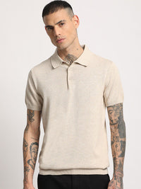 THE BEAR HOUSE Men Solid Regular Fit Cotton Polo Collar T-Shirt