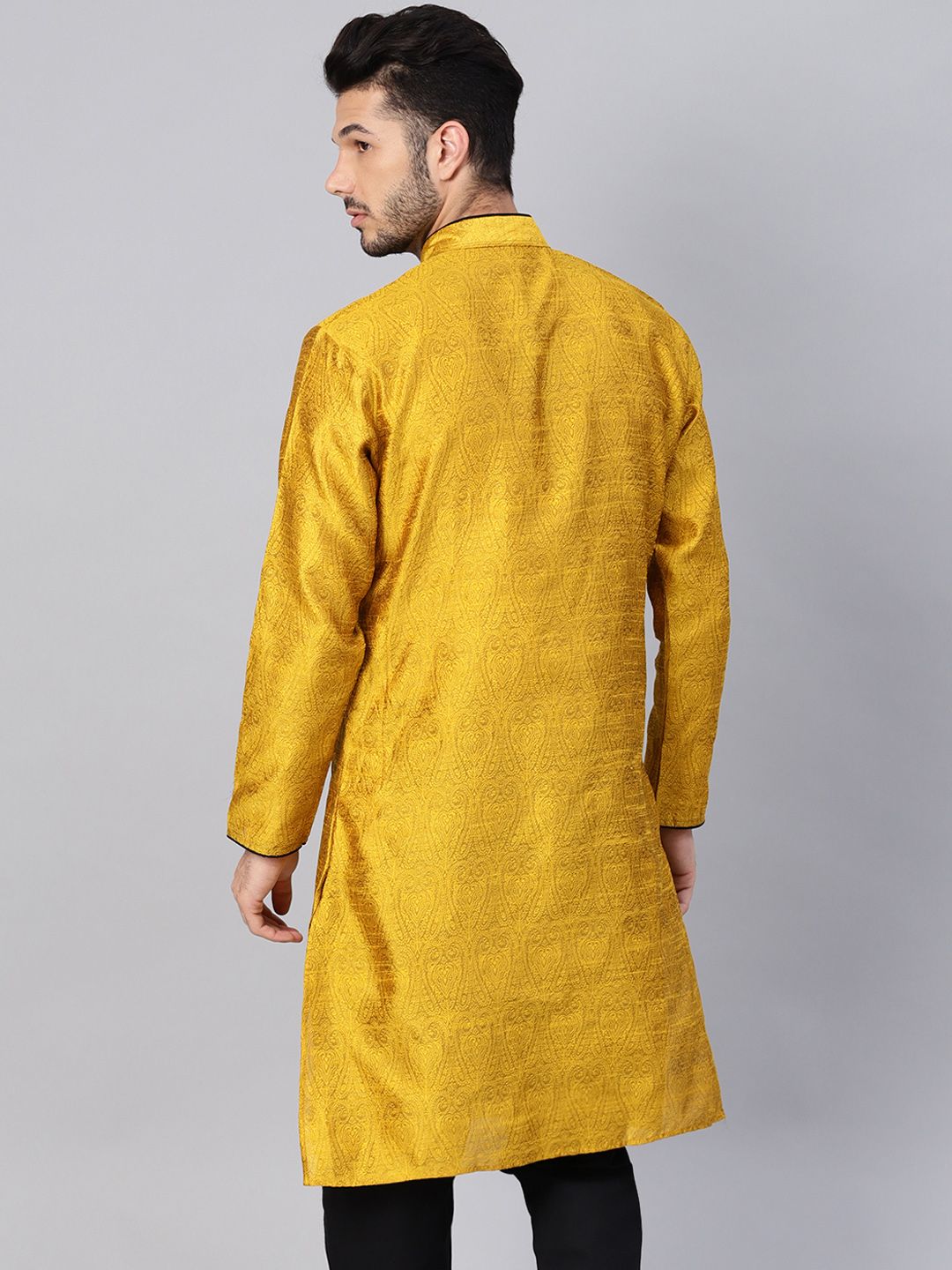 SOJANYA Lelaki Mustard Kurta Lurus Padat