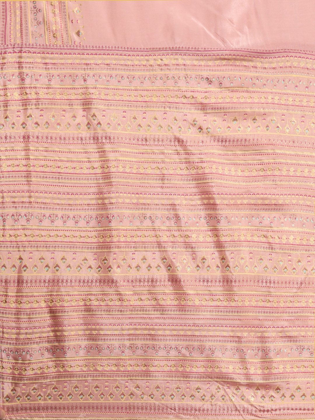 W Women Blue & Peach-Coloured Printed Top with  With Attached Dupatta