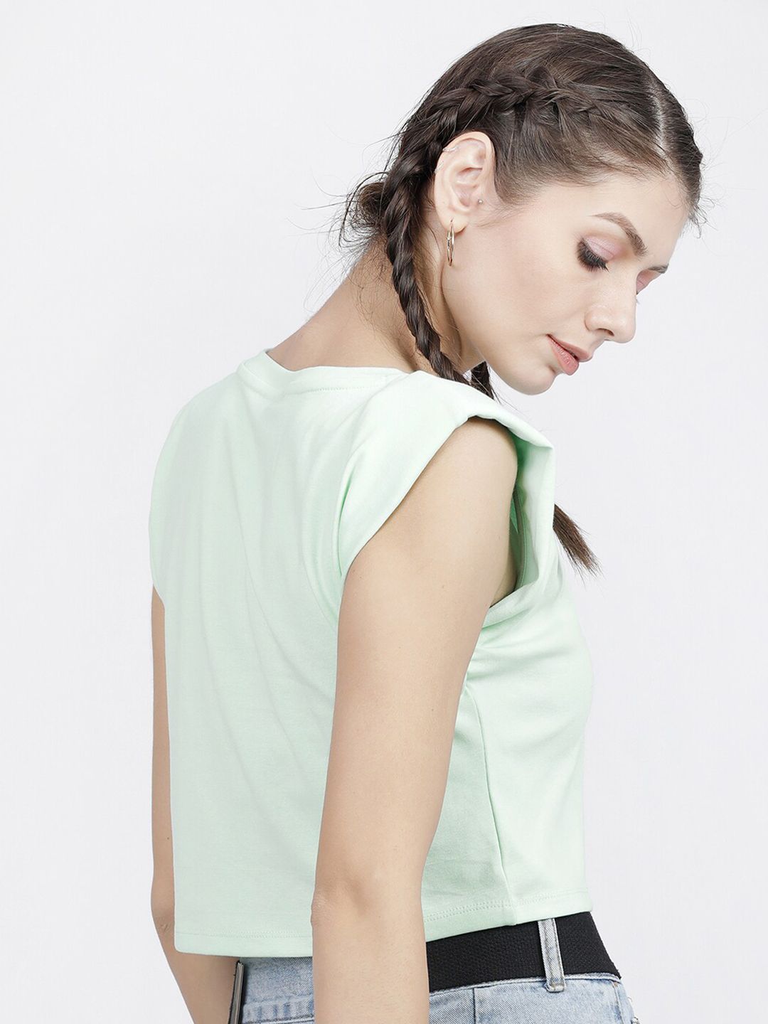 Tokyo Talkies Women Green Extended Sleeves T-shirt