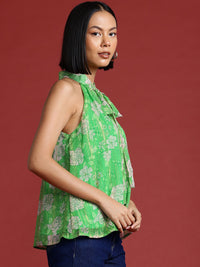 all about you Floral Print Tie-Up Neck Top