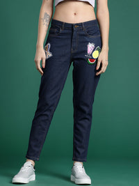 DressBerry Women Embellished Mom Fit Jeans