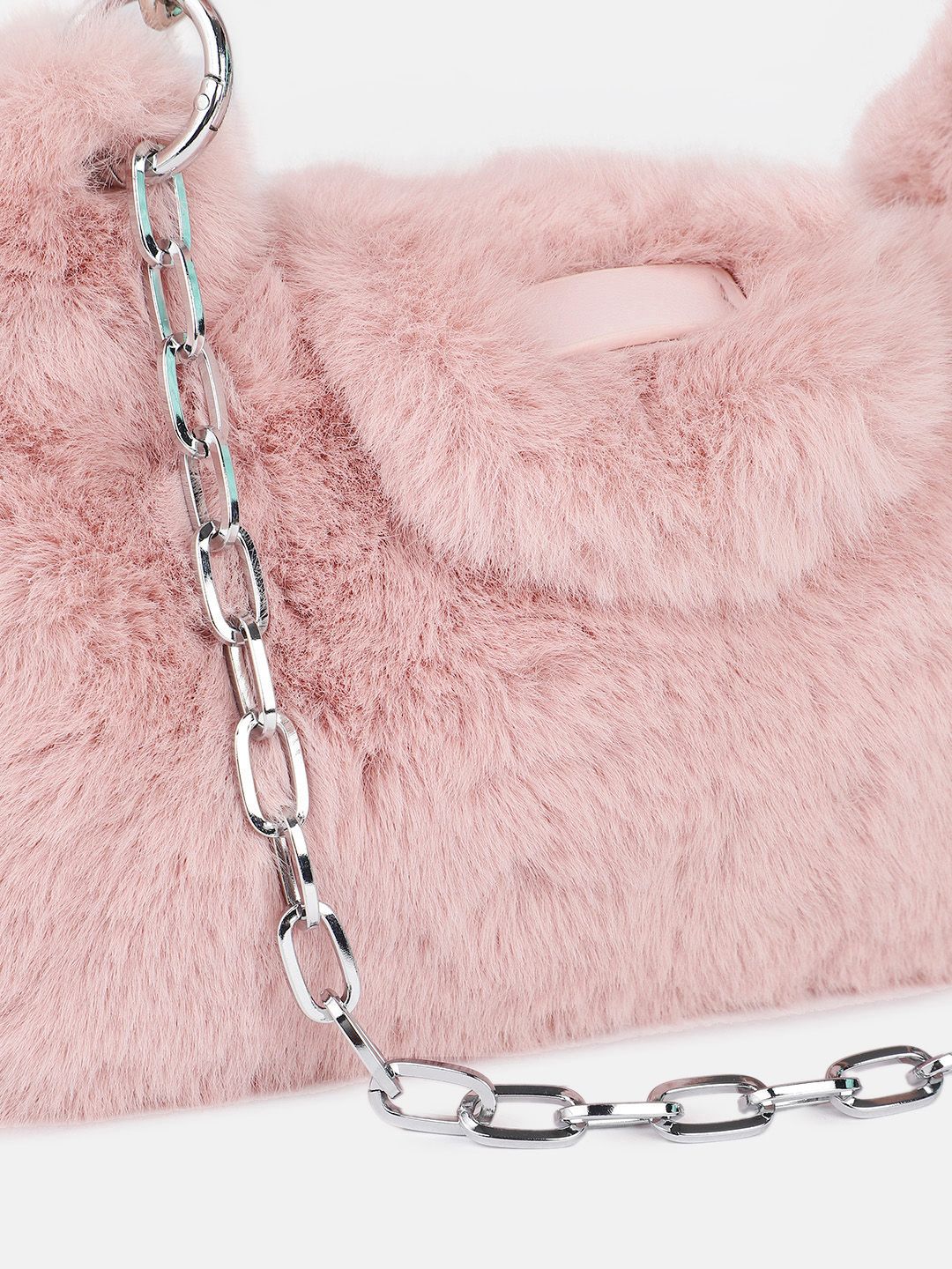 DressBerry Structured Shoulder Bag With Fur