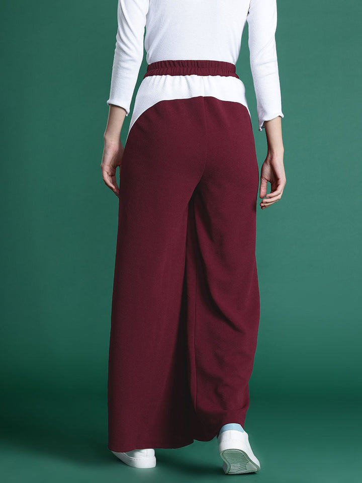 DressBerry Colourblocked High-Rise Wide Leg Trousers