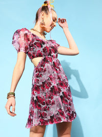 STREET 9 Floral Chiffon Mini Dress