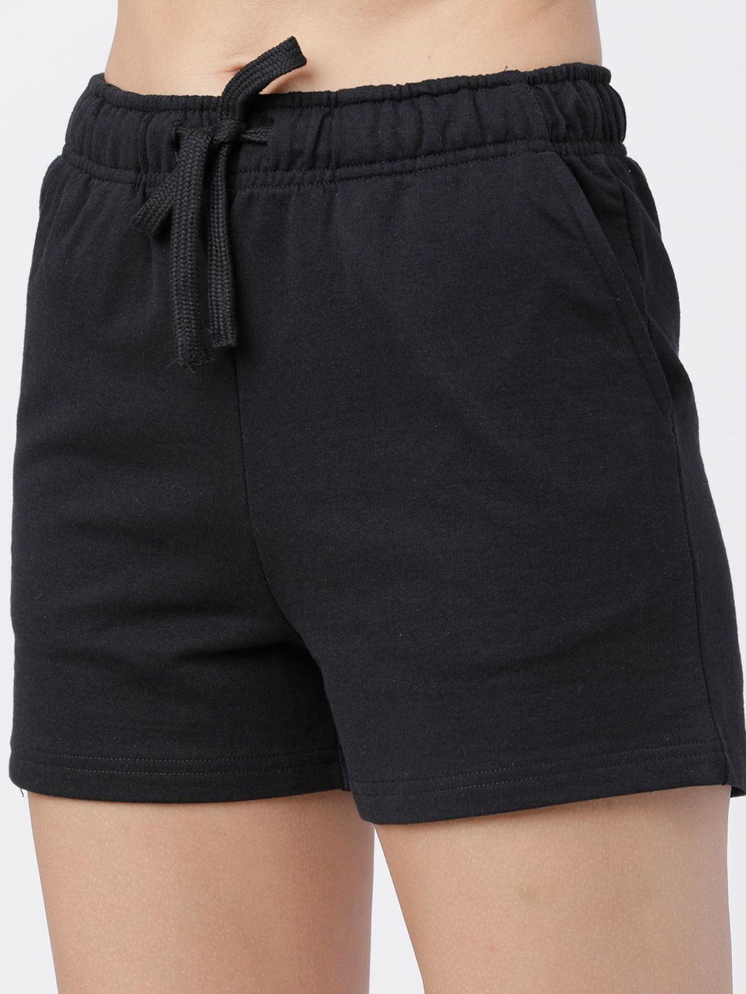 Tokyo Talkies Women Black Solid Regular Shorts