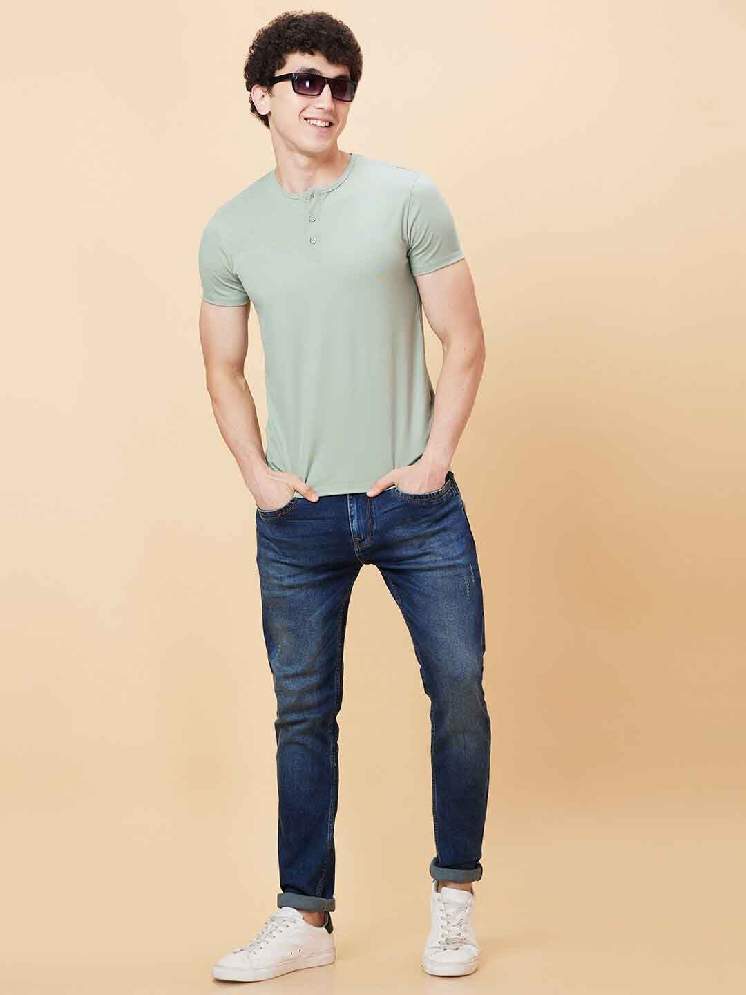 Being Human Cotton Henley Neck Short Sleeves Regular Fit Pockets Casual T-shirt