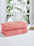 MYTRIDENT Peach Set Of 2 500 GSM Bath Towels