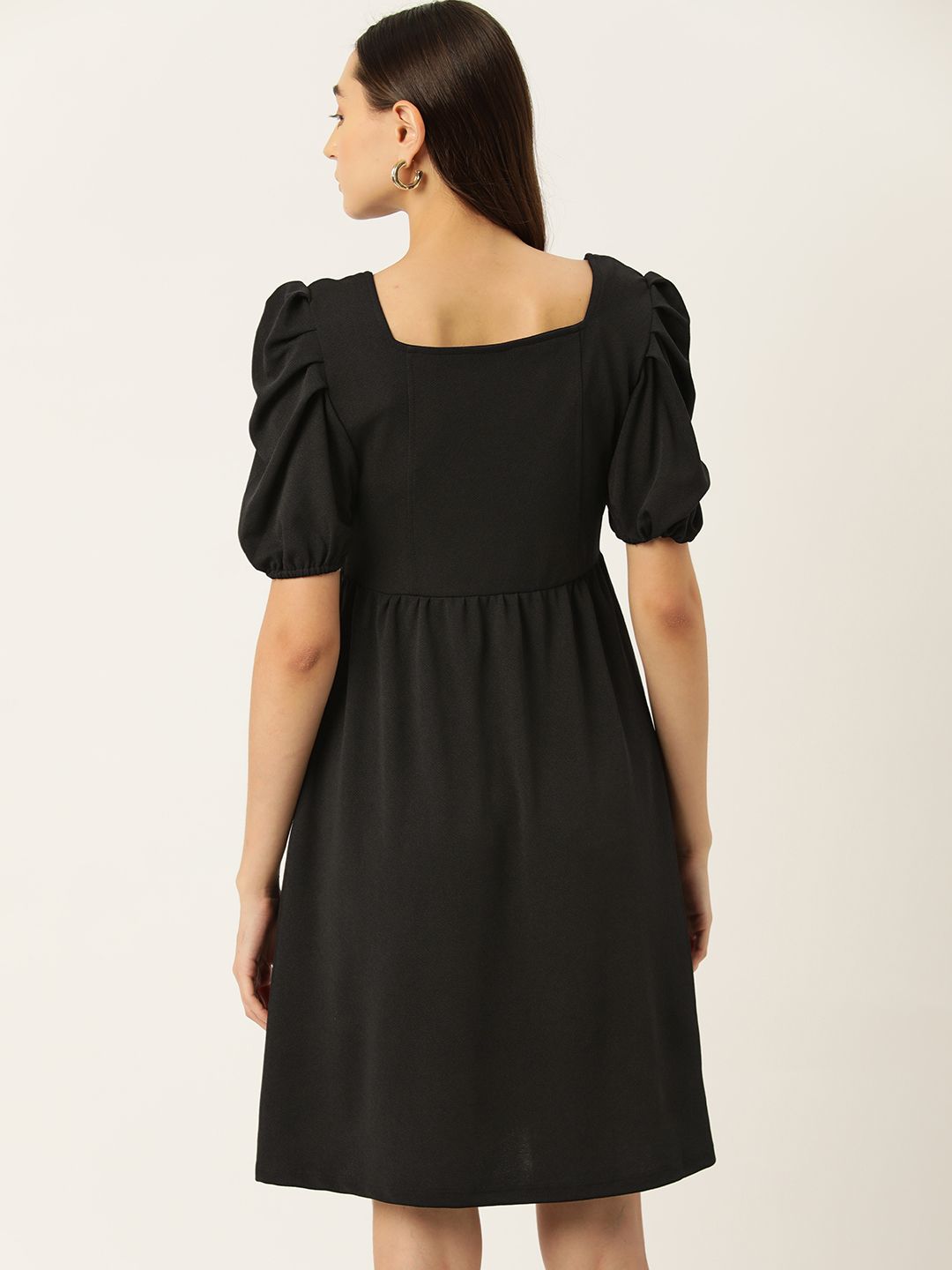 DressBerry Puff Sleeve A-Line Midi Dress