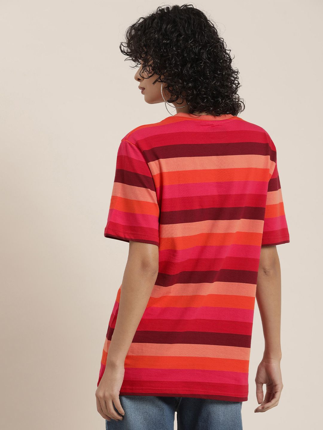 Difference of Opinion Striped Oversized Pure Cotton T-shirt