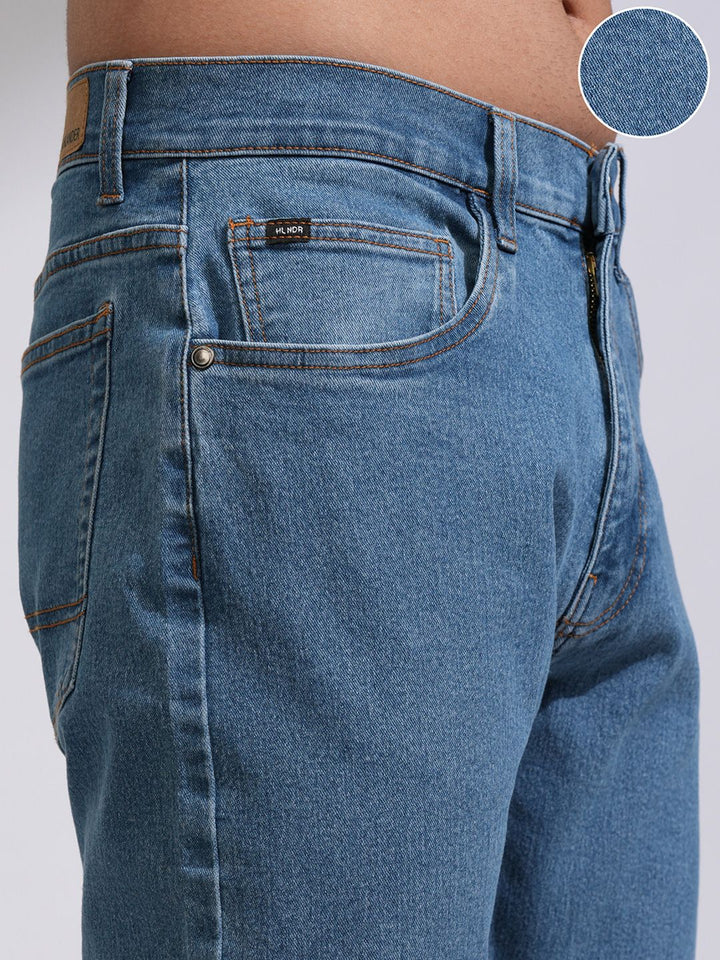 HIGHLANDER Men Bootcut Mid-Rise Clean Look Stretchable Jeans