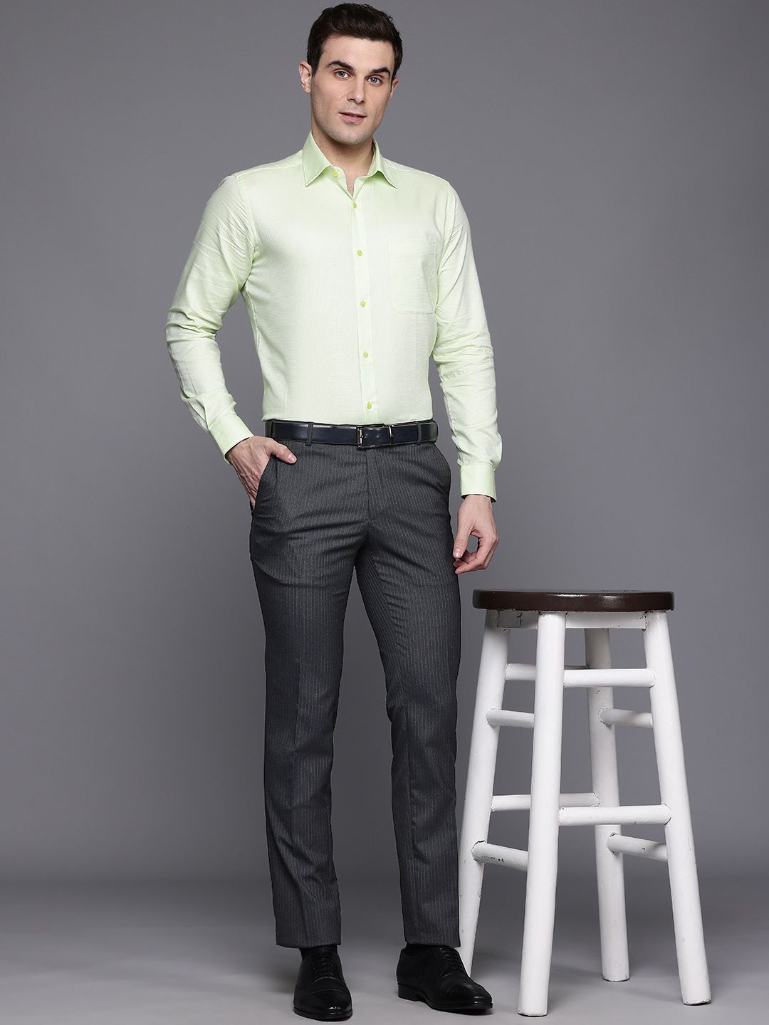 Raymond Men Flat-Front Slim Fit Trousers