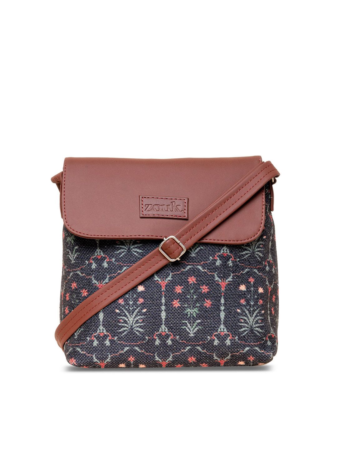 ZOUK Ethnic Motifs Printed Structured Sling Bag