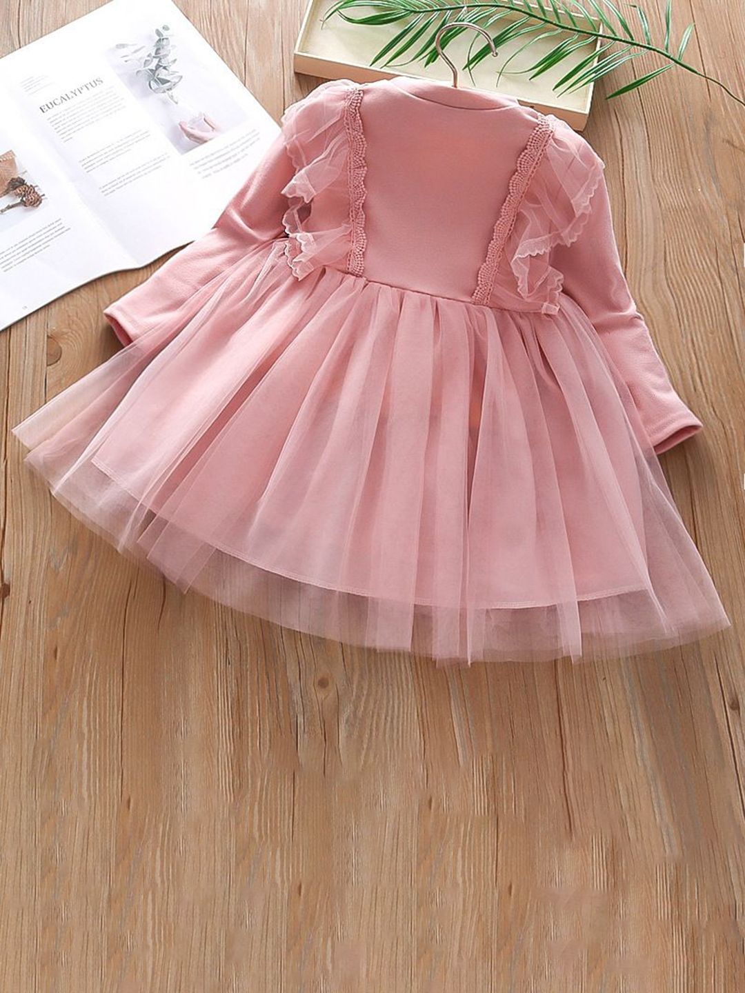 YK Girls Ruffled Satin Fit & Flare Dress