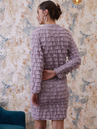 Athena Purple Above Knee Length Ruffled Straight Skirt