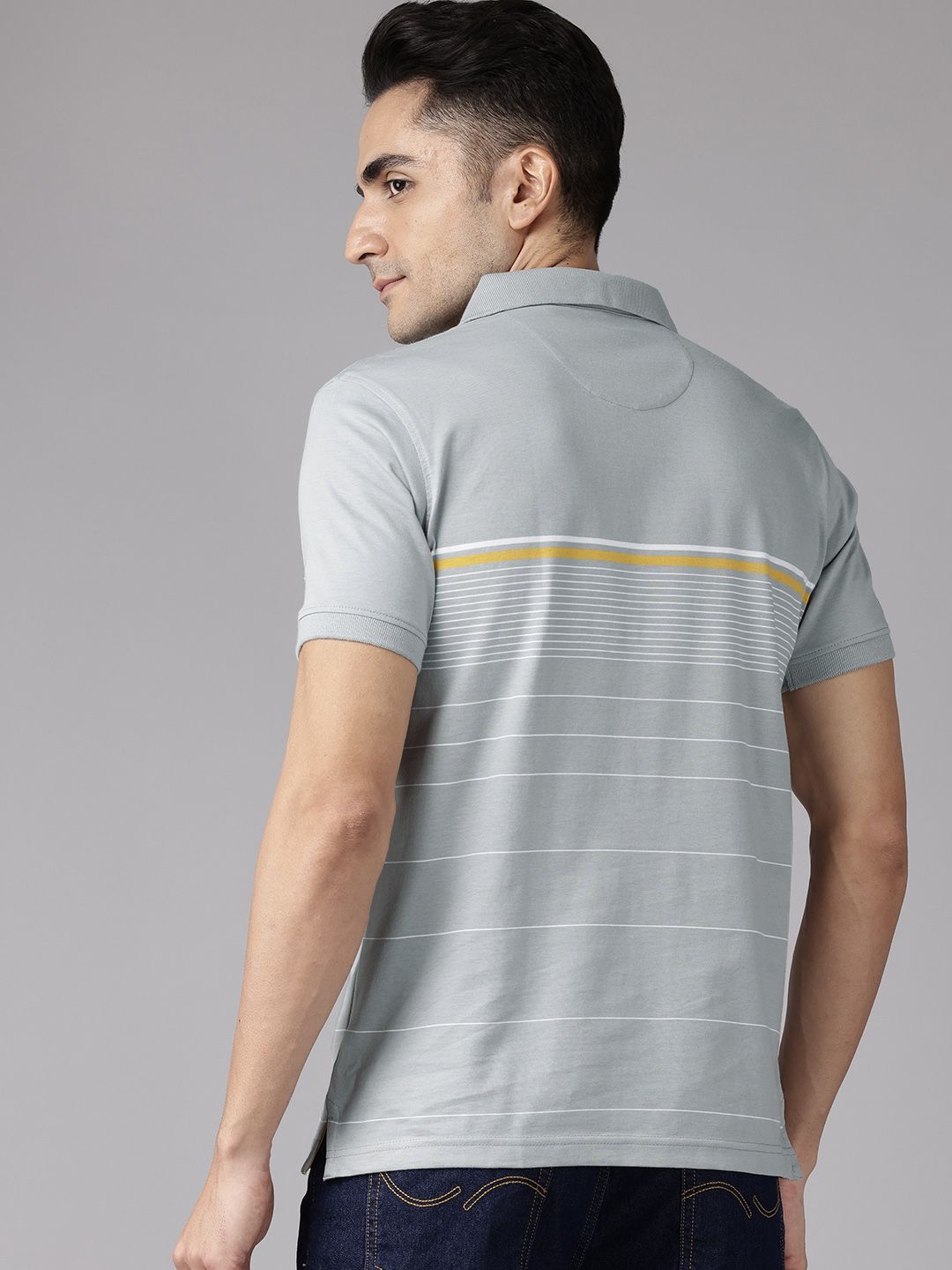 Park Avenue Striped Polo Collar Slim Fit T-shirt