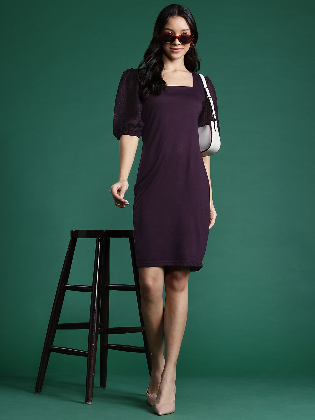 DressBerry Puff Sleeve Sheath Dress
