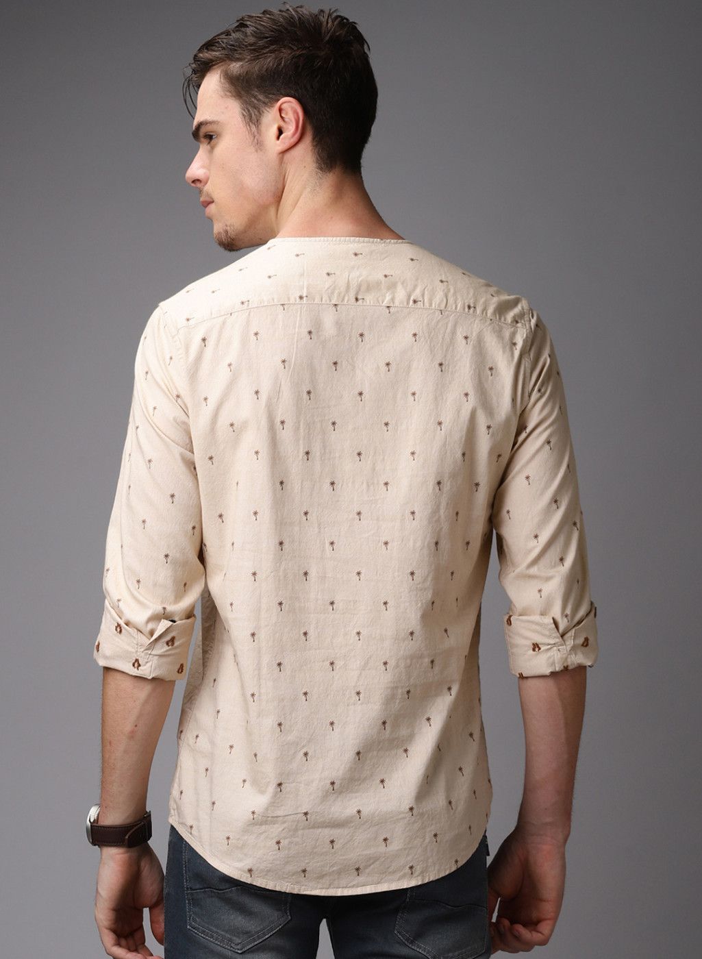 Khaki Printed Straight Kurta