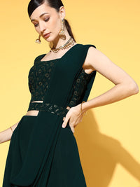 Libas Enchanting Green Colour Classy Embroidered Lehenga with Solid Choli