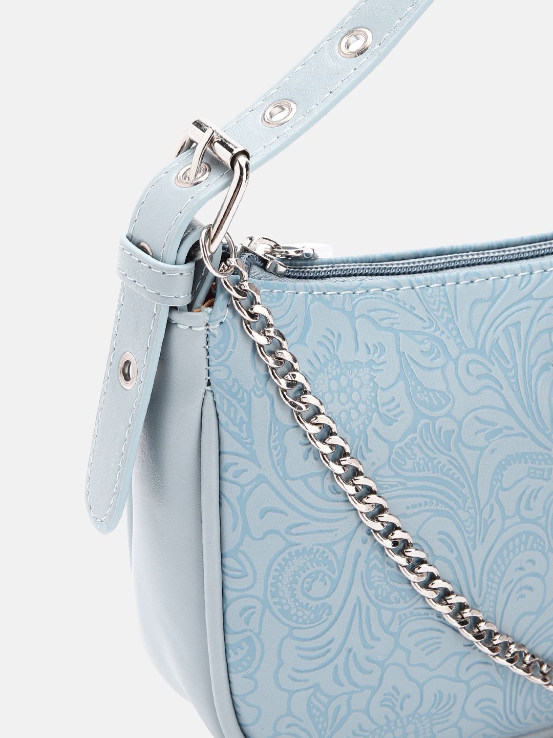 Lino Perros Floral Textured Structured Baguette Bag