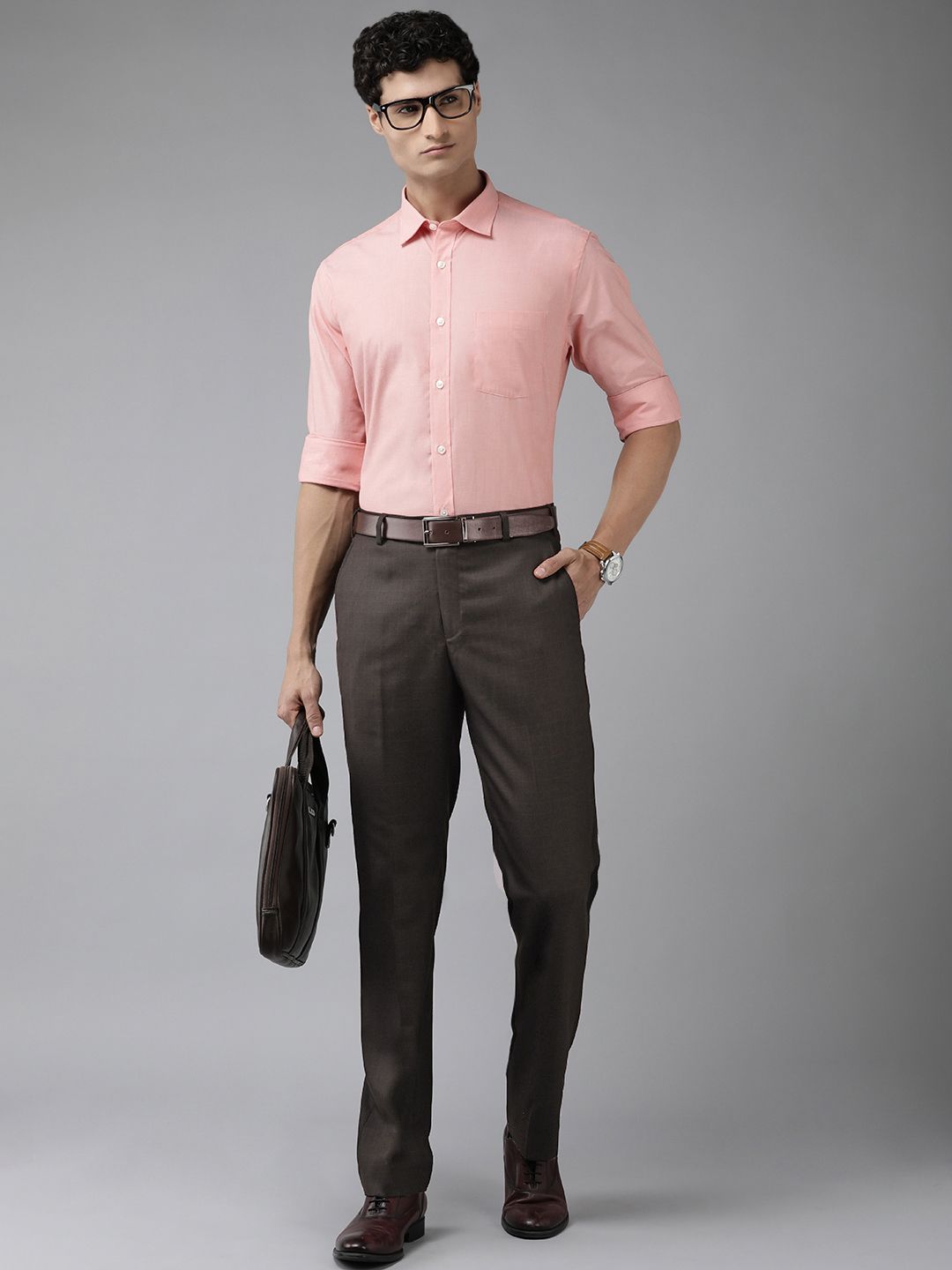 Park Avenue Men Checked Formal Trousers