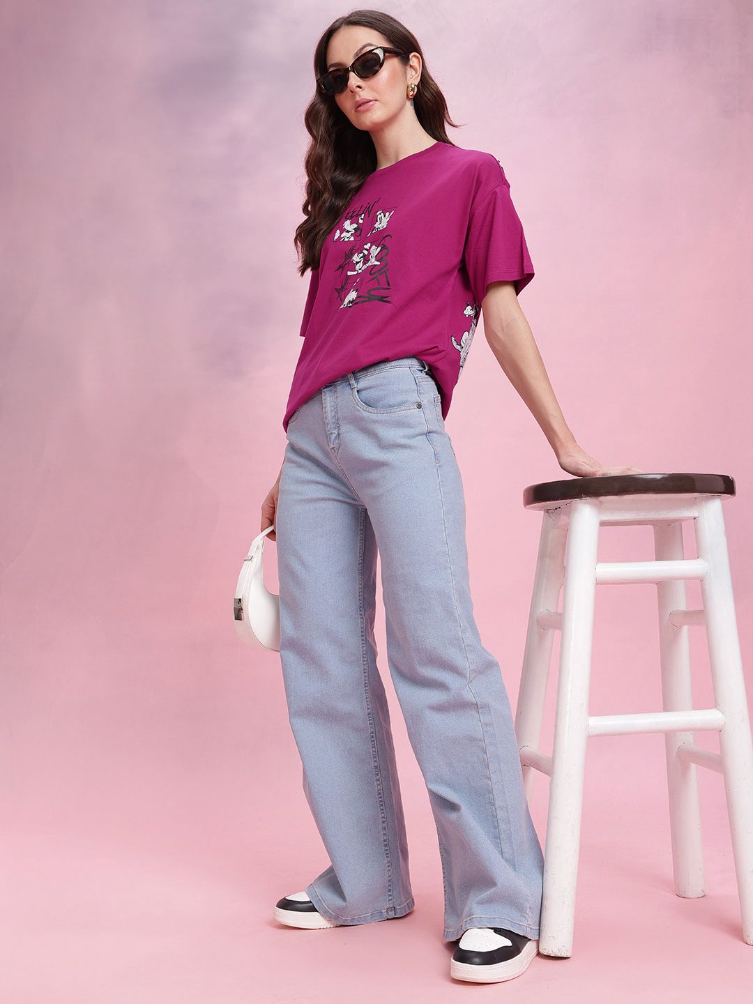 DressBerry Mickey & Goofy Print Pure Cotton Relaxed T-shirt