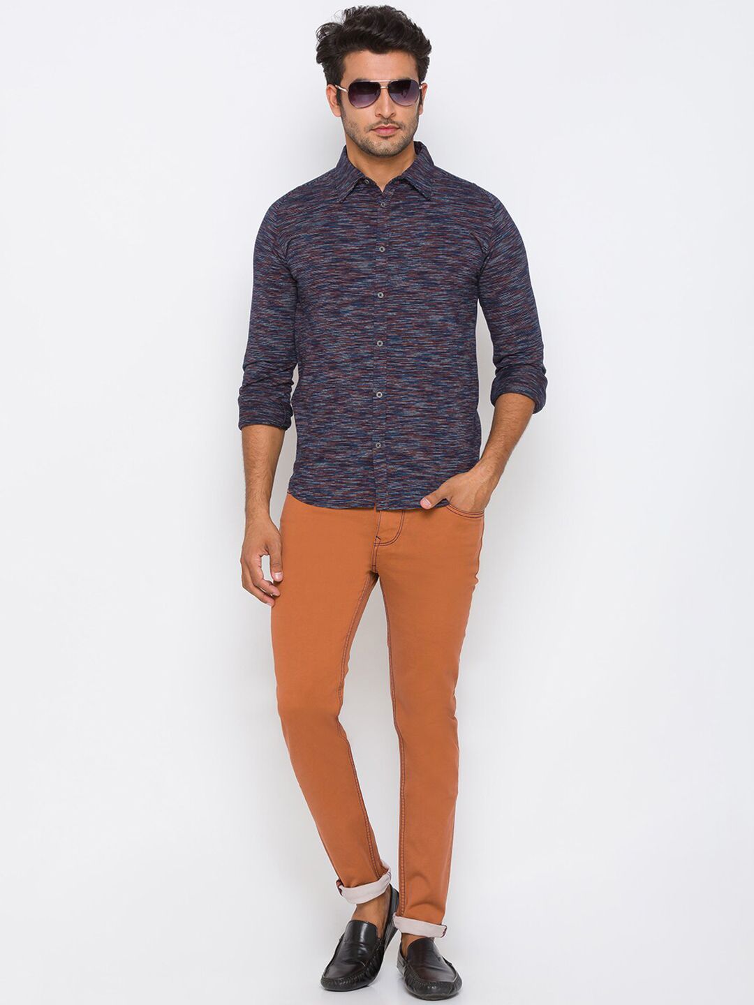 Being Human Men Navy Blue Slim Fit Printed Casual Shirt