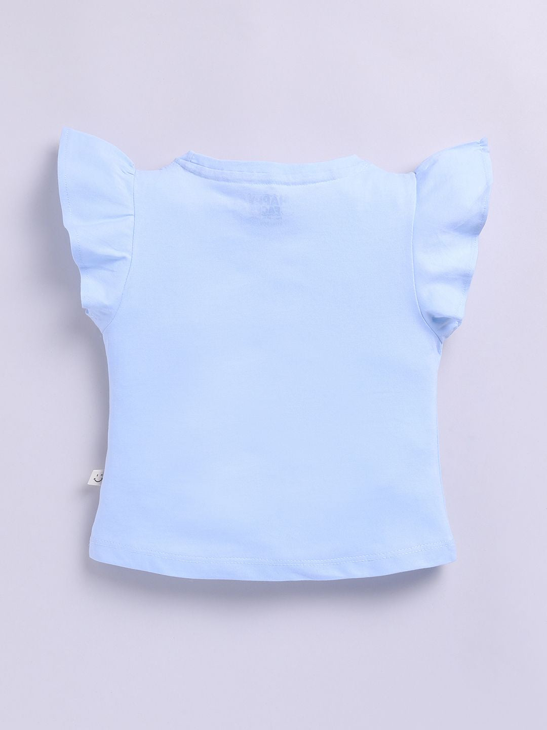 Happy Faces Kids Girls Barbie Printed Flutter Sleeve Pure Cotton Top