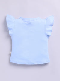 Happy Faces Kids Girls Barbie Printed Flutter Sleeve Pure Cotton Top