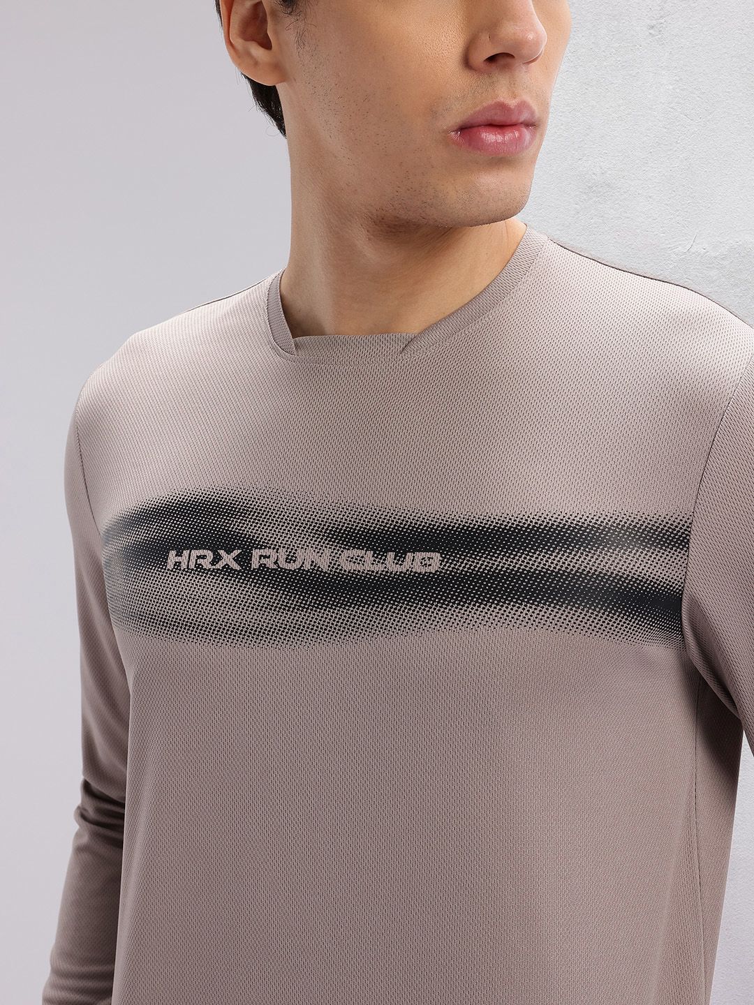 HRX by Hrithik Roshan Men Brand Logo Striped Rapid-Dry Running T-shirt