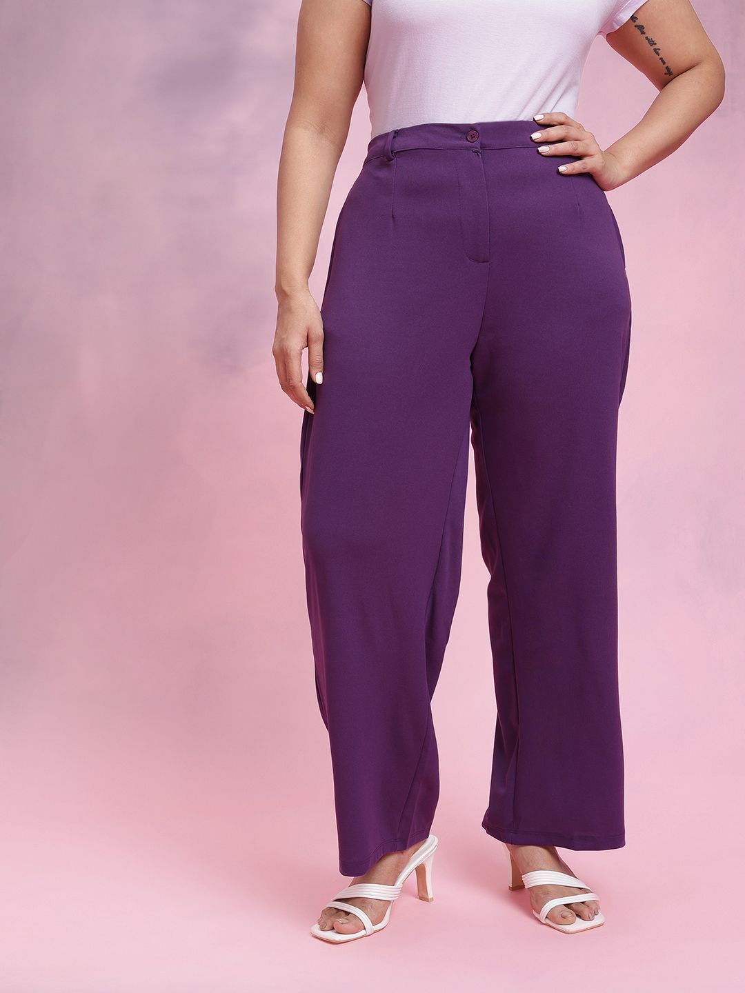 DressBerry Women Plus Size Regular Fit Trousers